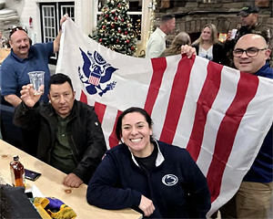 Photo of a Christmas corporate/government party at Black Draft Distillery.